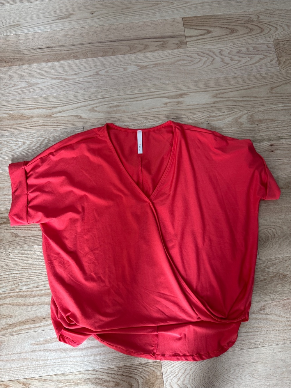Women's Red V-Neck Draped Front Blouse